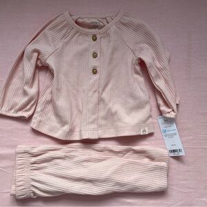 Carter's Light Pink Ribbed Baby Set with Buttons